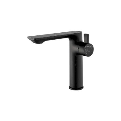 Single lever Basin mixer 1/2″ flexible hoses with Popup waste Matt-Black