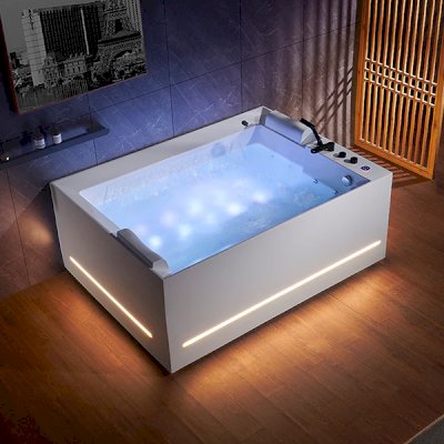 1800X1350X690 massage bathtub, with airbubble, bottom light, acrylic skirt lamp, one waterfall, thre