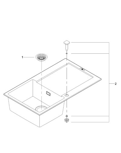 K500 Composite Sink with Drainer - Single bowl with arm