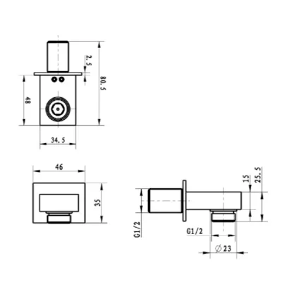 Universal Showers Square Wall Outlet for Hose