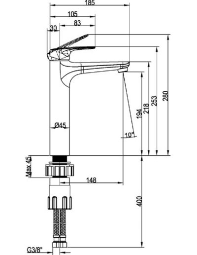O.Novo Start Tall Single Lever Basin Mixer