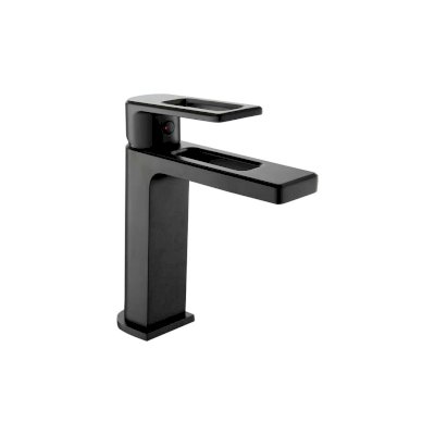 Single lever Basin mixer 1/2″ flexible hoses with Popup waste Matt-Black