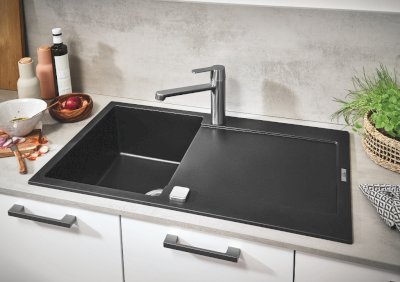 K500 Composite Sink with Drainer - Single bowl with arm