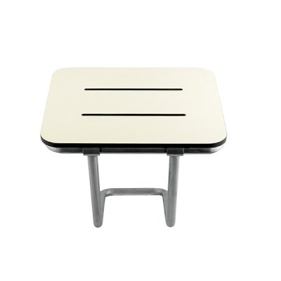 Folding seat with wall support, phenolic / stainless steel shower seat