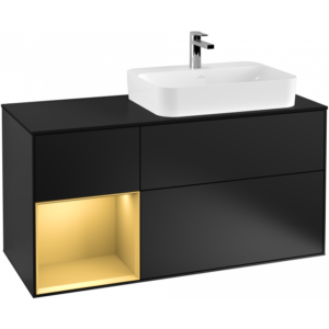 Finion Vanity Unit for Washbasin on Right and Left white Shelf